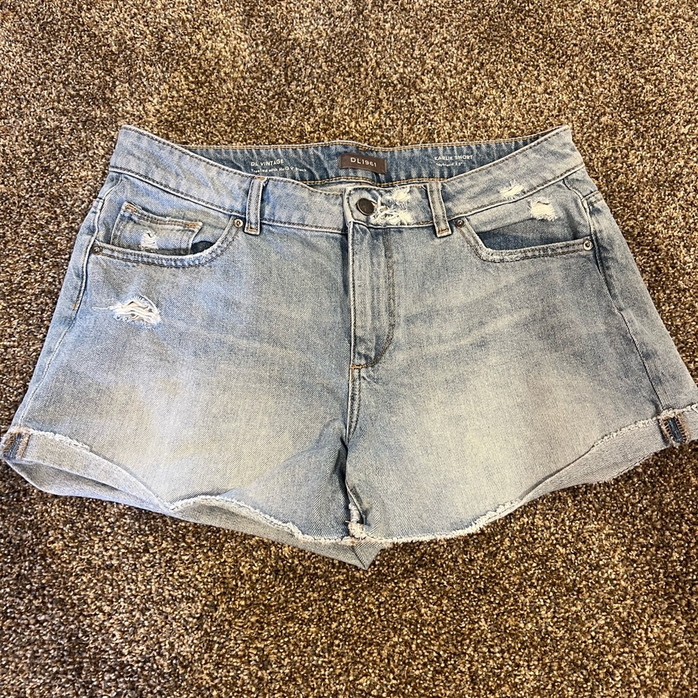 DL1961 Blue Distressed Jean Shorts Cut-Off Style